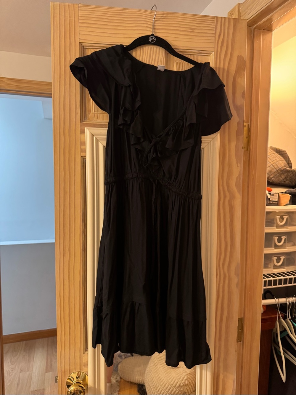 Old Navy Black Ruffle Wrap-Style Mini Dress